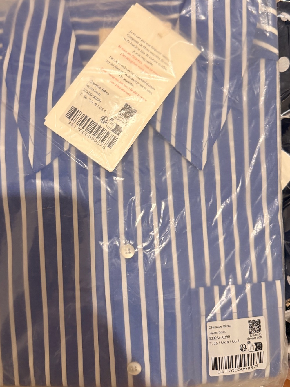 Sézane Blue and White Striped Button-Down Shirt - Picture 4 of 5